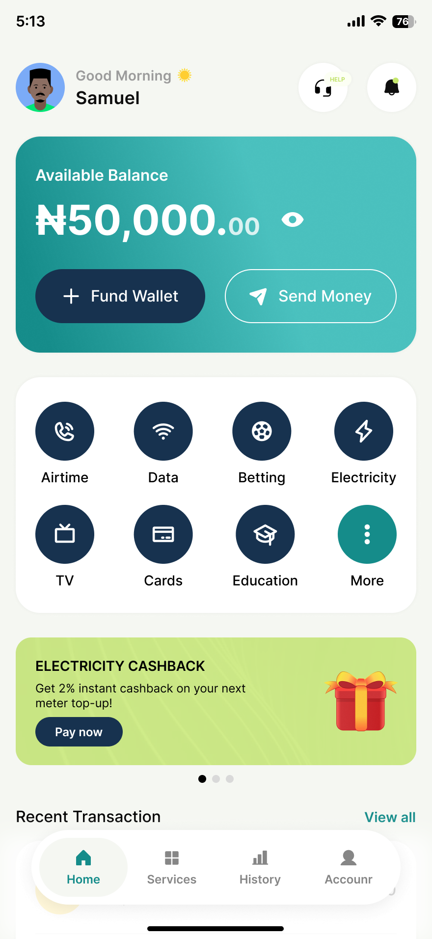 JemaBill Mobile App Interface